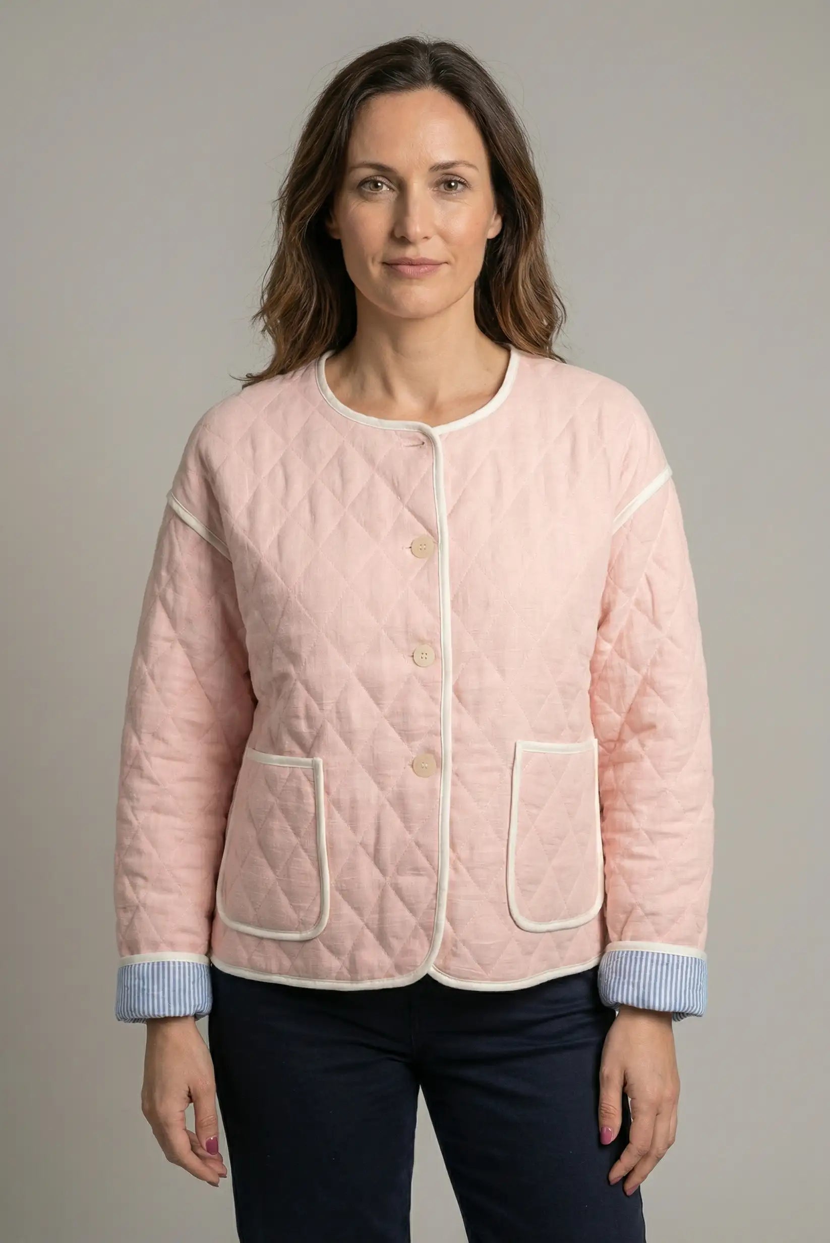Chaqueta rosa acolchada de mujer, estilo casual de primavera, moda CHICA del Sur