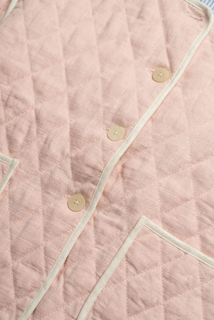 Chaqueta acolchada rosa para mujer, detalle de botones y costuras, moda CHICA del Sur
