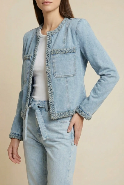 Chaqueta tejana vaquera corta azul de mujer, moda casual CHICA del Sur