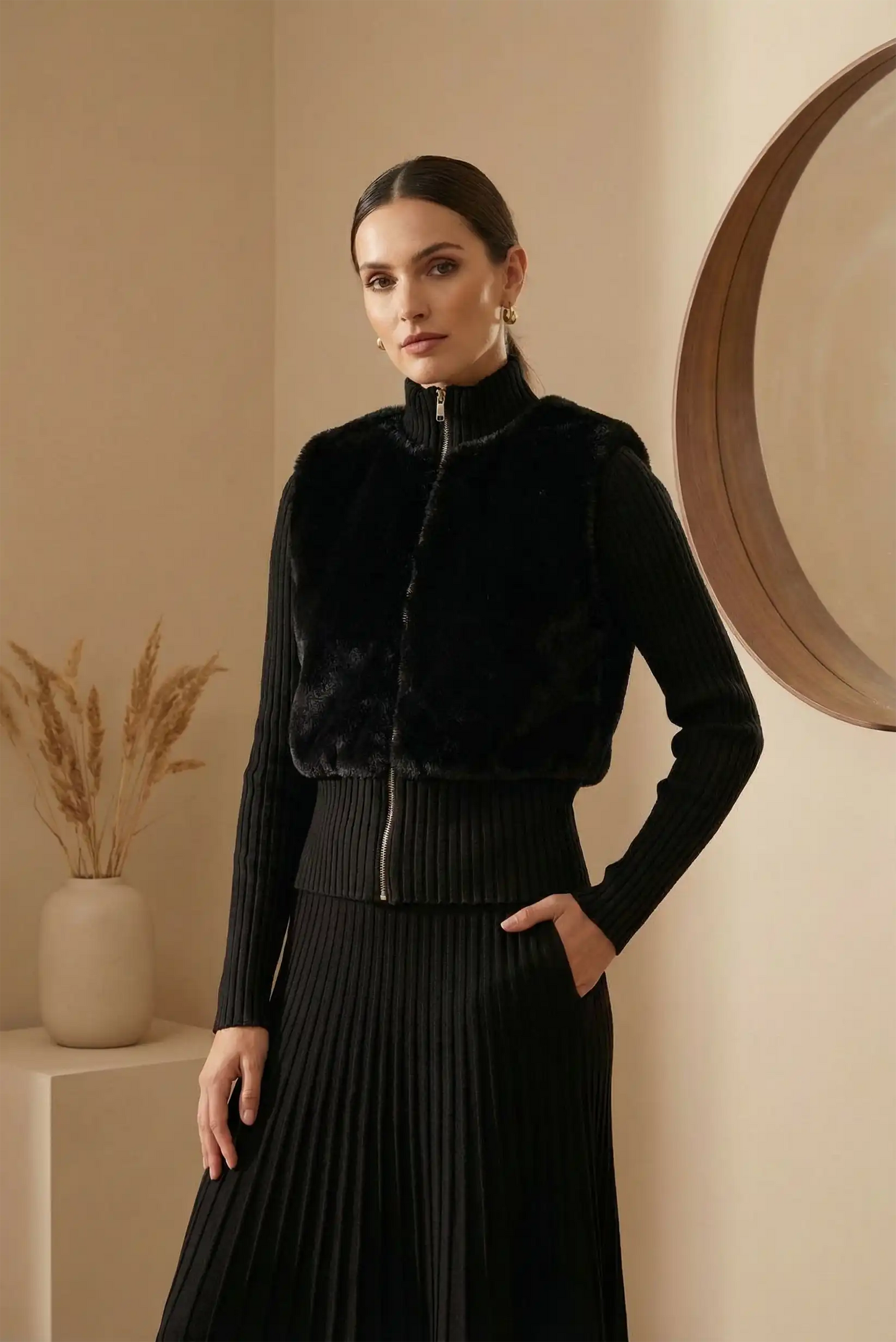 Chaqueta de pelo sintético Negro Chamonix - CHICA del Sur