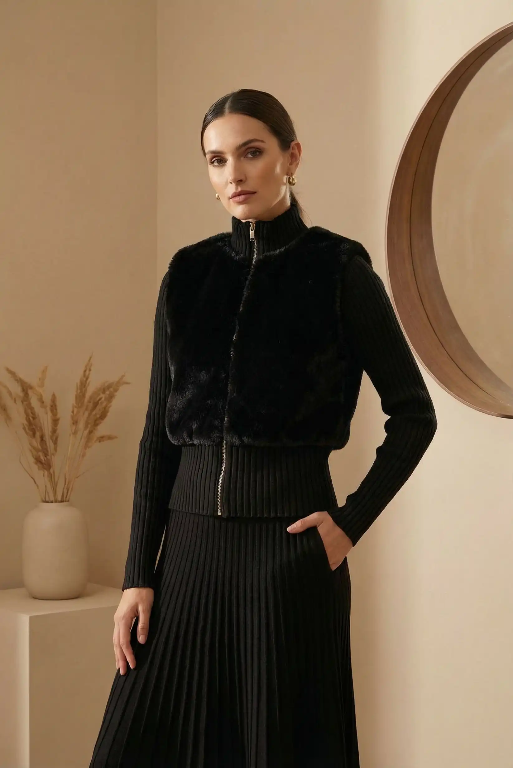 Chaqueta de pelo sintético Negro Chamonix - CHICA del Sur