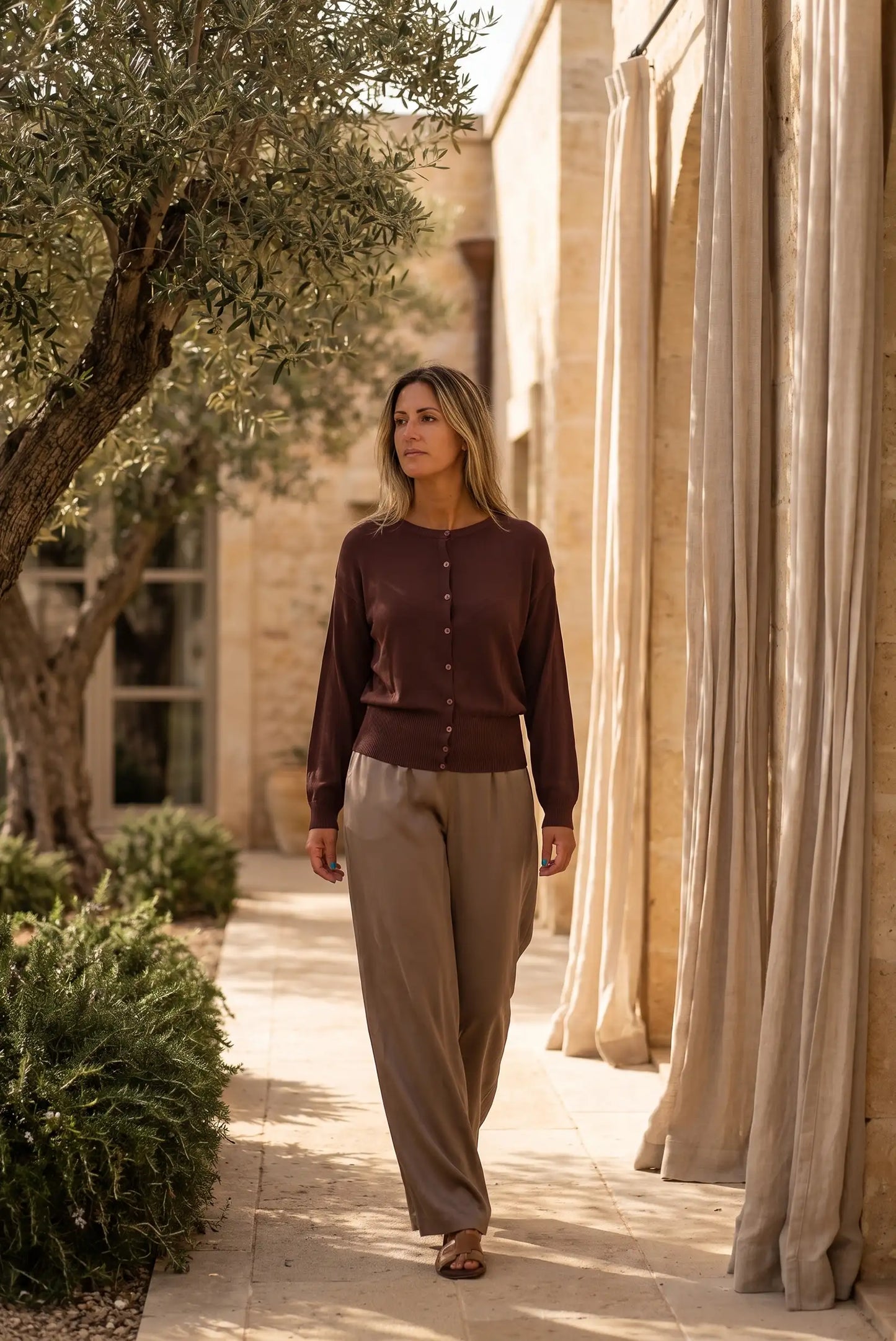 Chaqueta de Punto Fina Burdeos para Mujer | Colección Terra