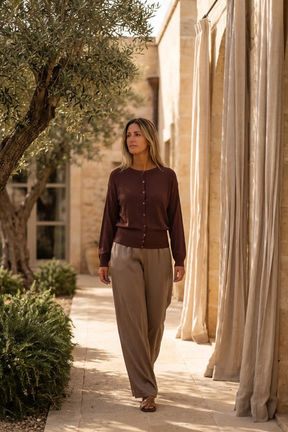 Chaqueta de Punto Fina Burdeos para Mujer | Colección Terra