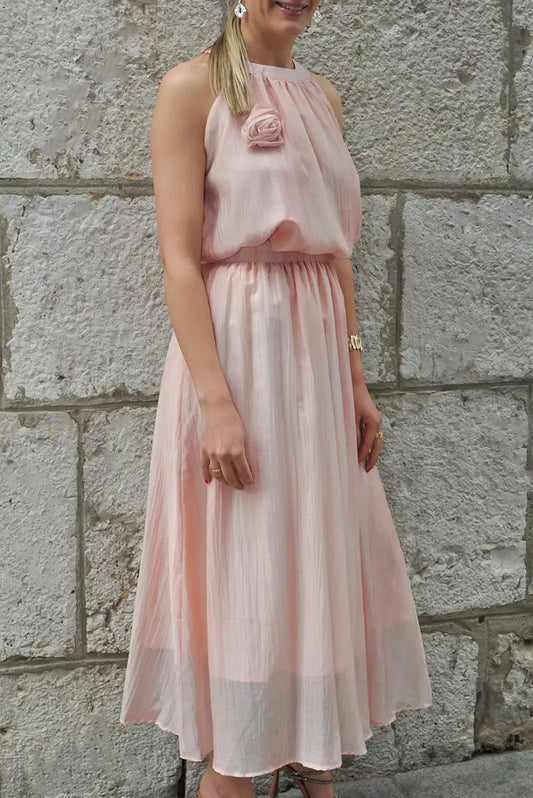 Conjunto rosa empolvado de blusa sin mangas y falda larga | 100% algodón - CHICA del Sur