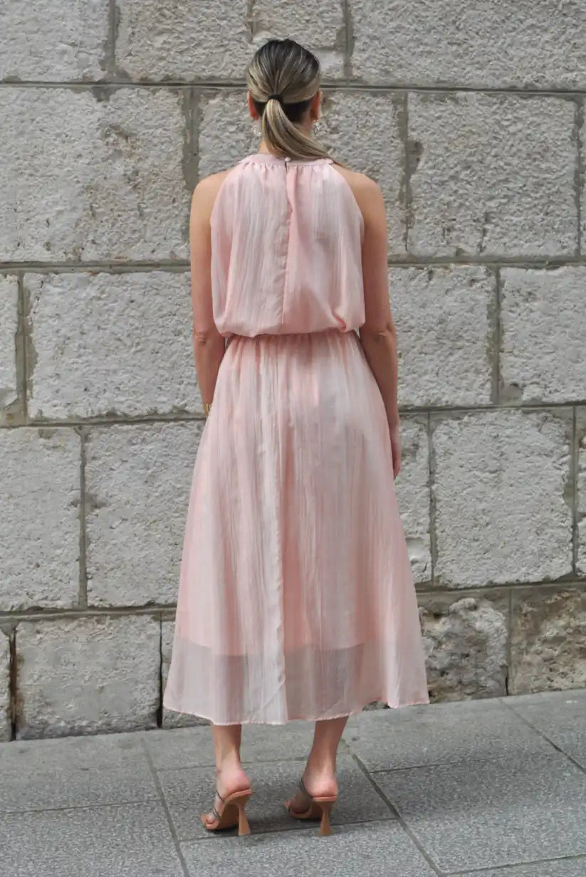 Conjunto rosa empolvado de blusa sin mangas y falda larga | 100% algodón - CHICA del Sur