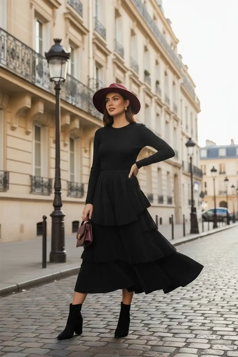 Falda de pana fina negra de mujer - CHICA del Sur