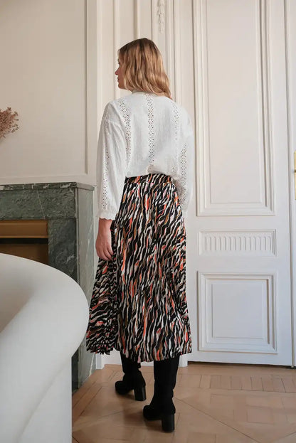 Falda Plisada Midi Estampado Multicolor Elegante y Versátil Mujer - CHICA del Sur