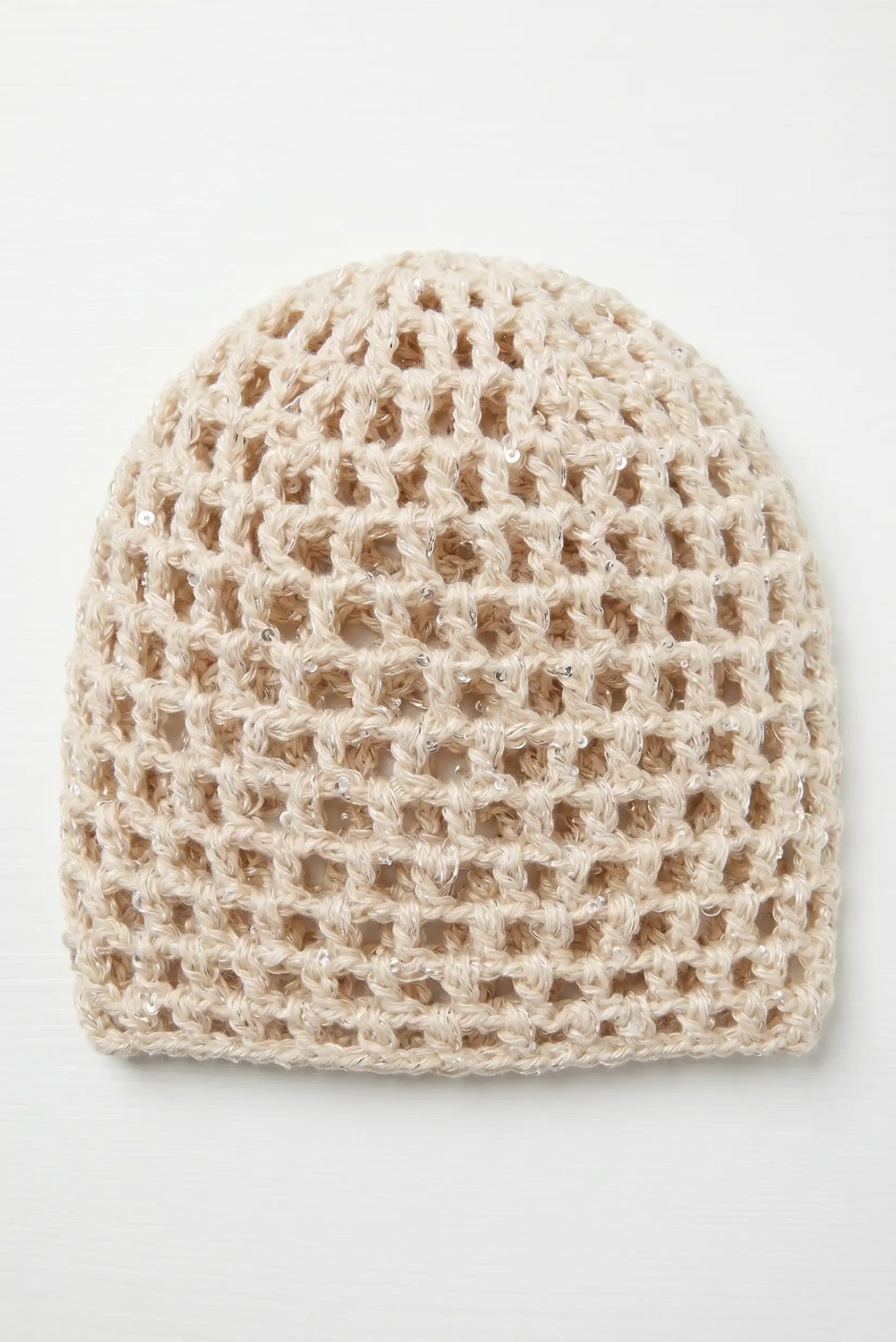 Sombrero Gorro malla de crochet hecho a mano con lentejuelas