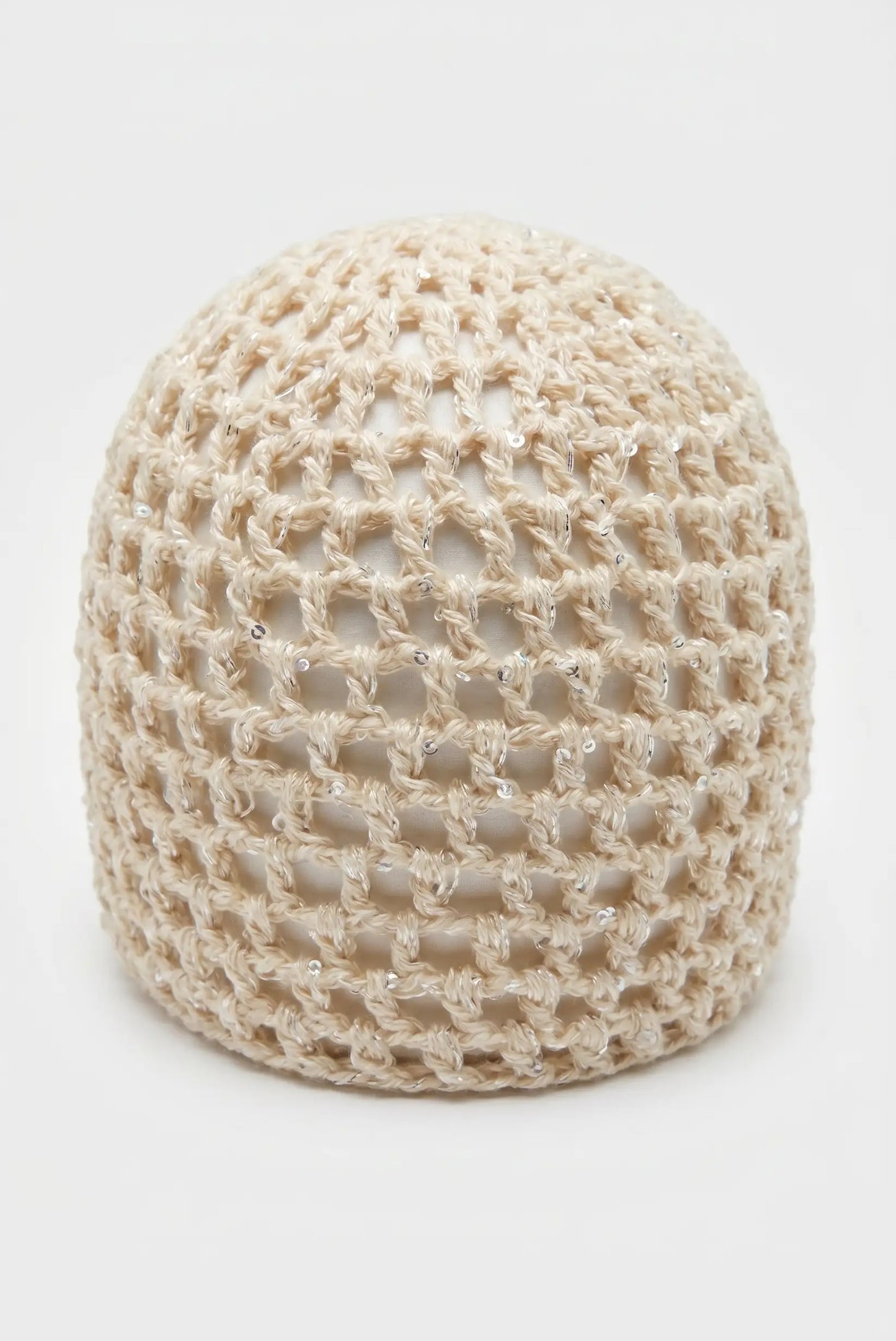 Sombrero Gorro malla de crochet hecho a mano con lentejuelas
