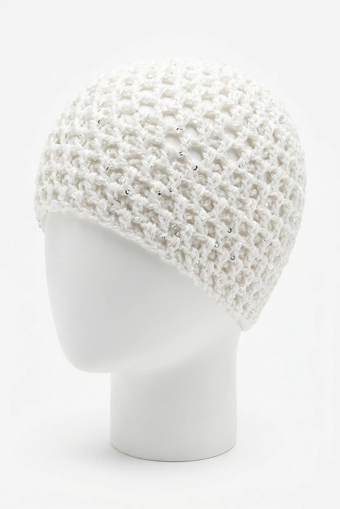 Sombrero Gorro malla de crochet hecho a mano con lentejuelas
