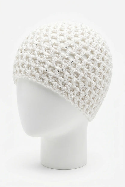 Sombrero Gorro malla de crochet hecho a mano con lentejuelas