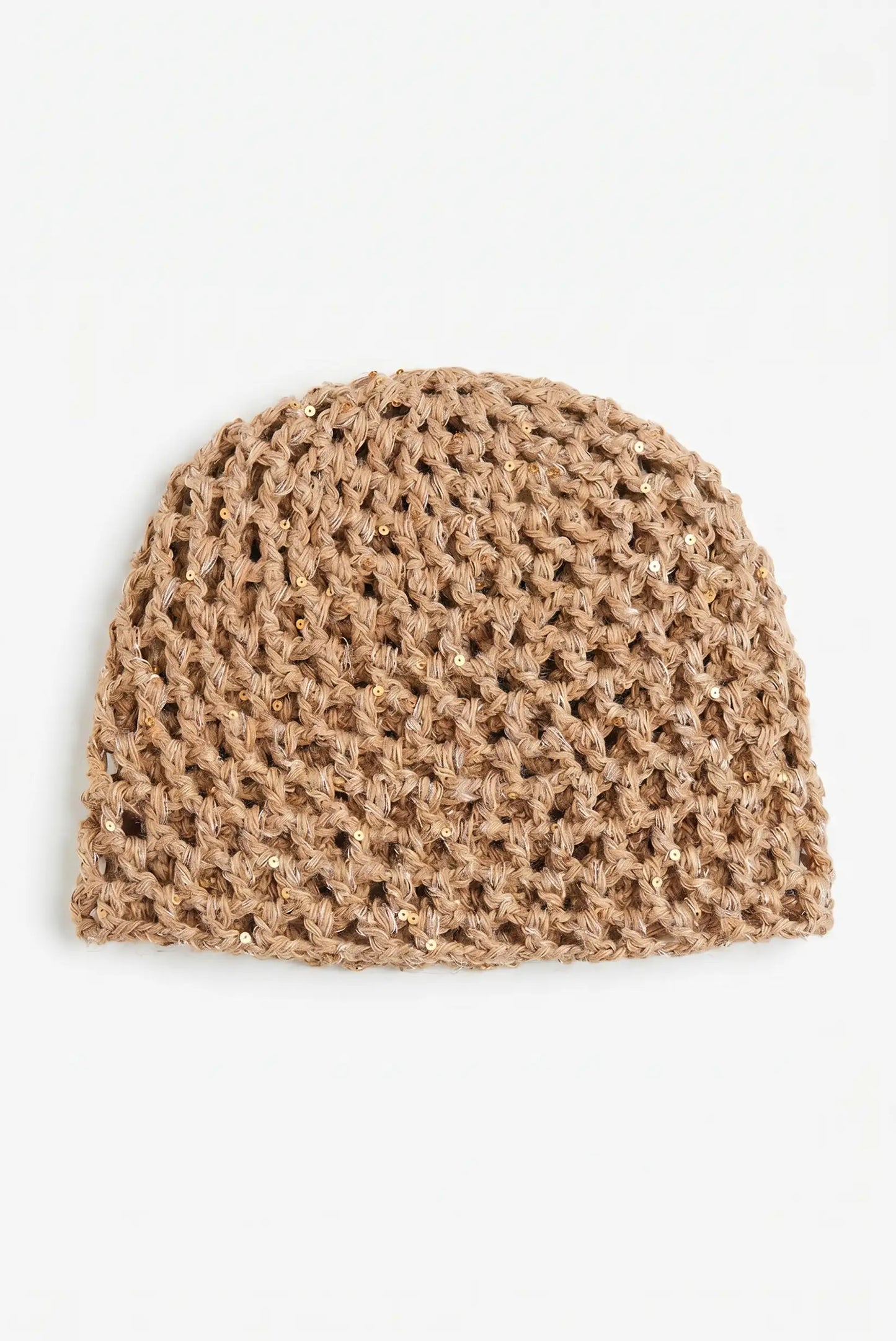 Sombrero Gorro malla de crochet hecho a mano con lentejuelas