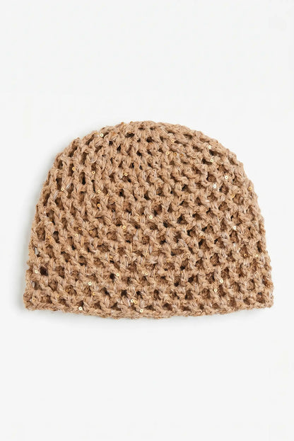 Sombrero Gorro malla de crochet hecho a mano con lentejuelas