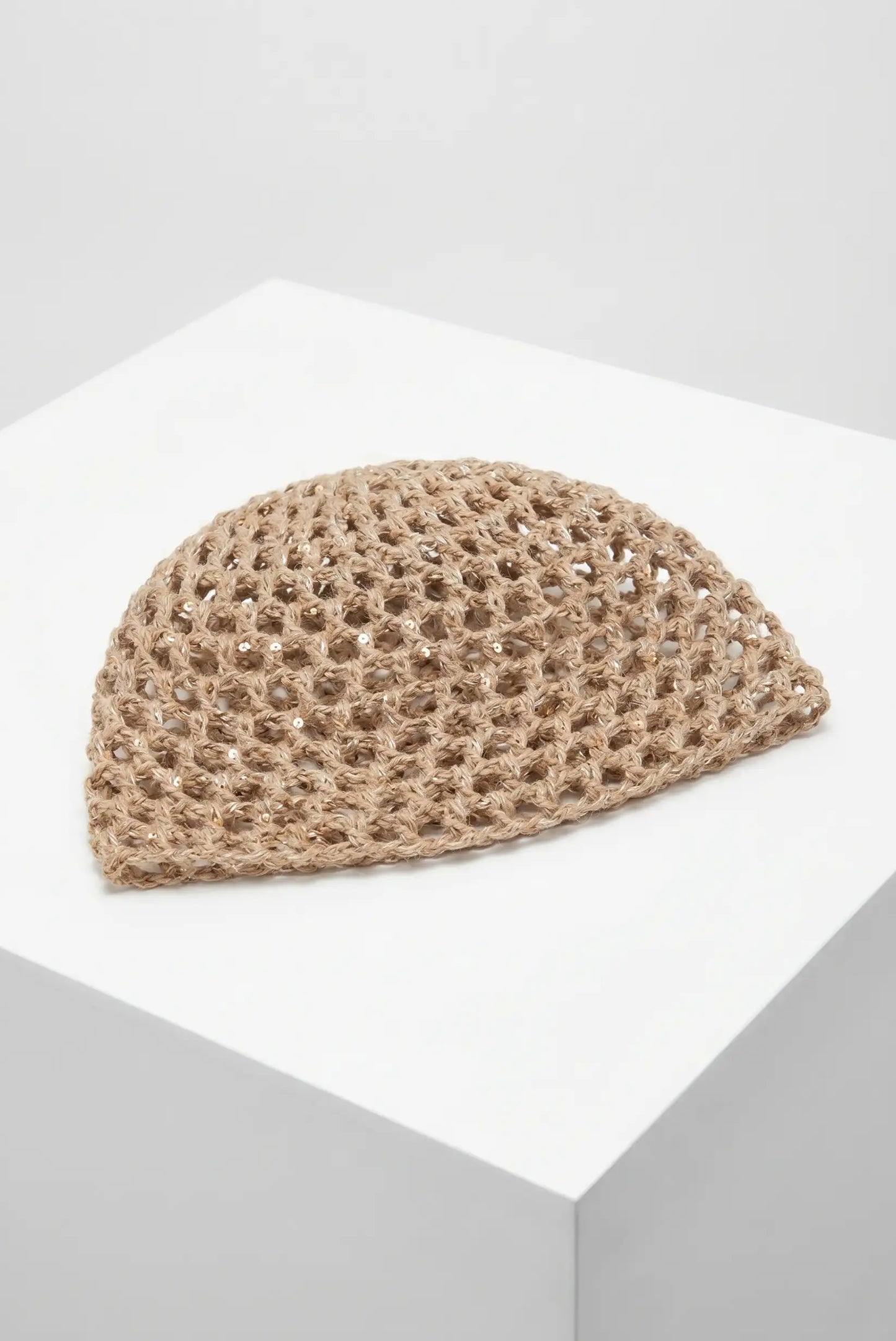 Sombrero Gorro malla de crochet hecho a mano con lentejuelas