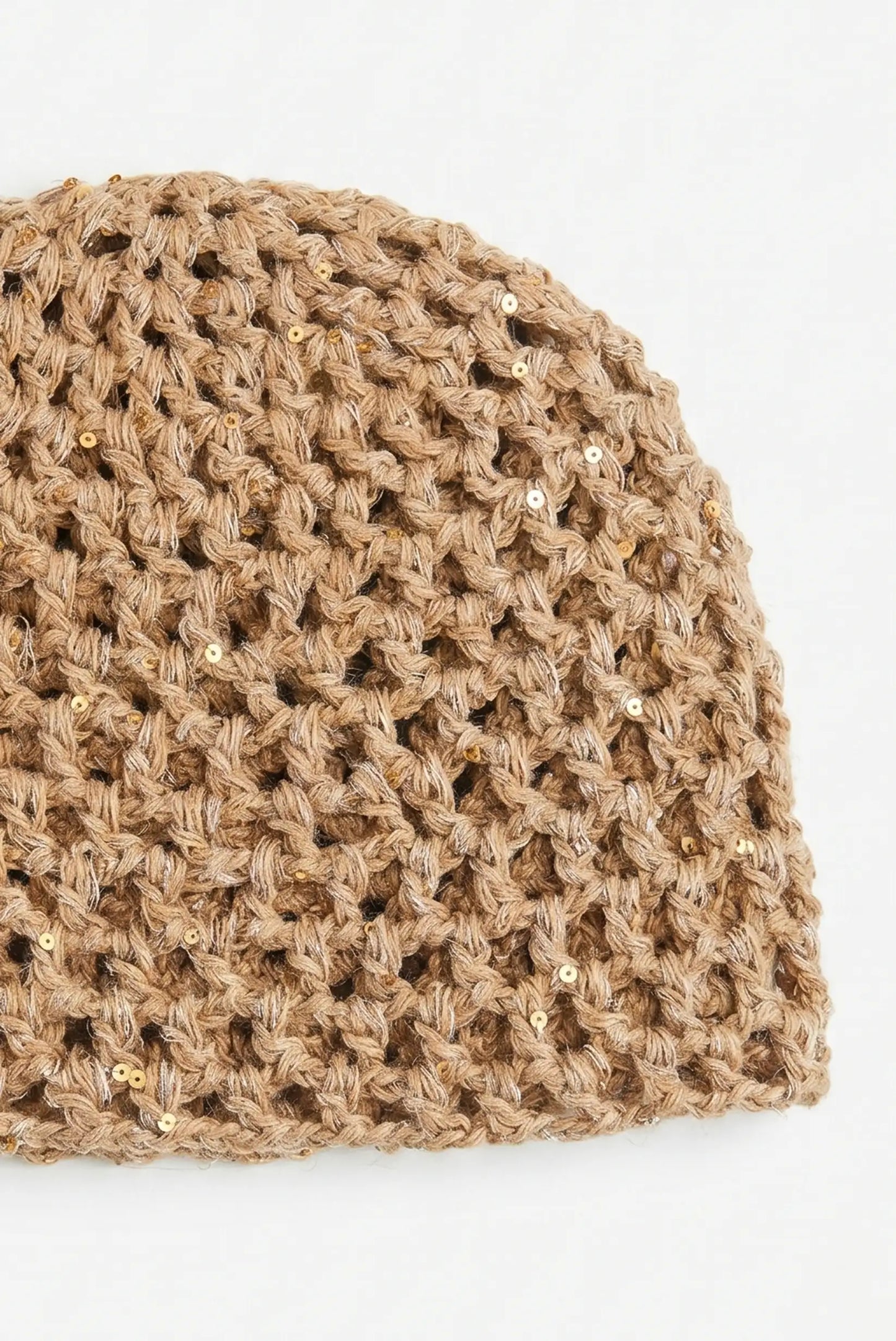 Sombrero Gorro malla de crochet hecho a mano con lentejuelas