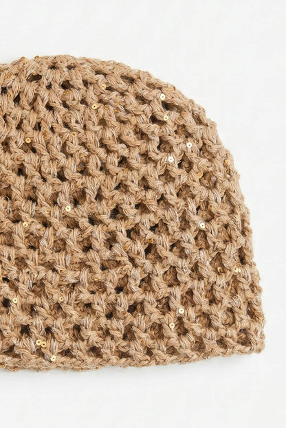 Sombrero Gorro malla de crochet hecho a mano con lentejuelas