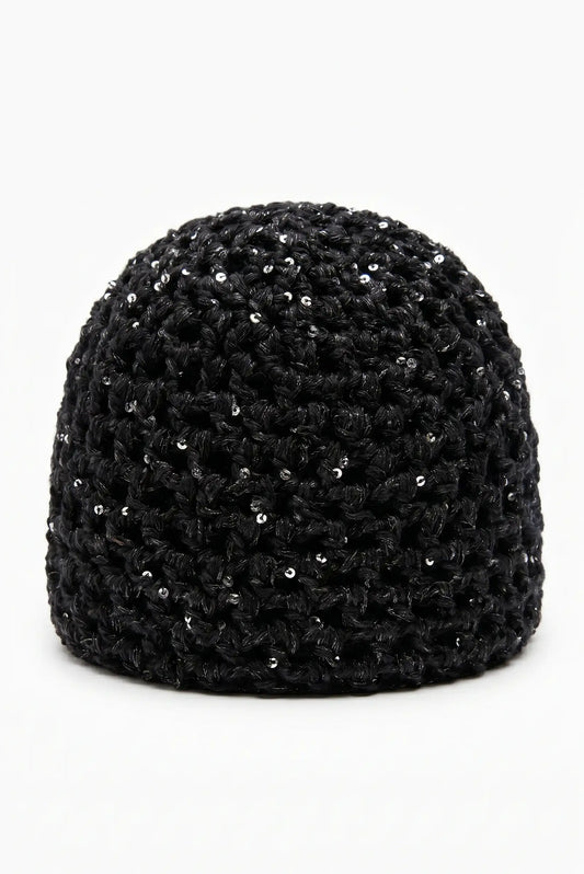Sombrero Gorro malla de crochet hecho a mano con lentejuelas