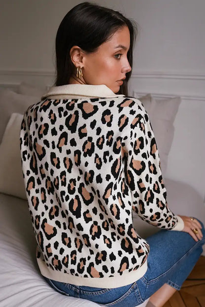 Jersey Animal Print Mujer con Cremallera Cuello Alto Casual Chic - CHICA del Sur