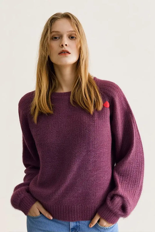 Jersey mujer burdeos con corazones coloridos ideal para otoño - CHICA del Sur
