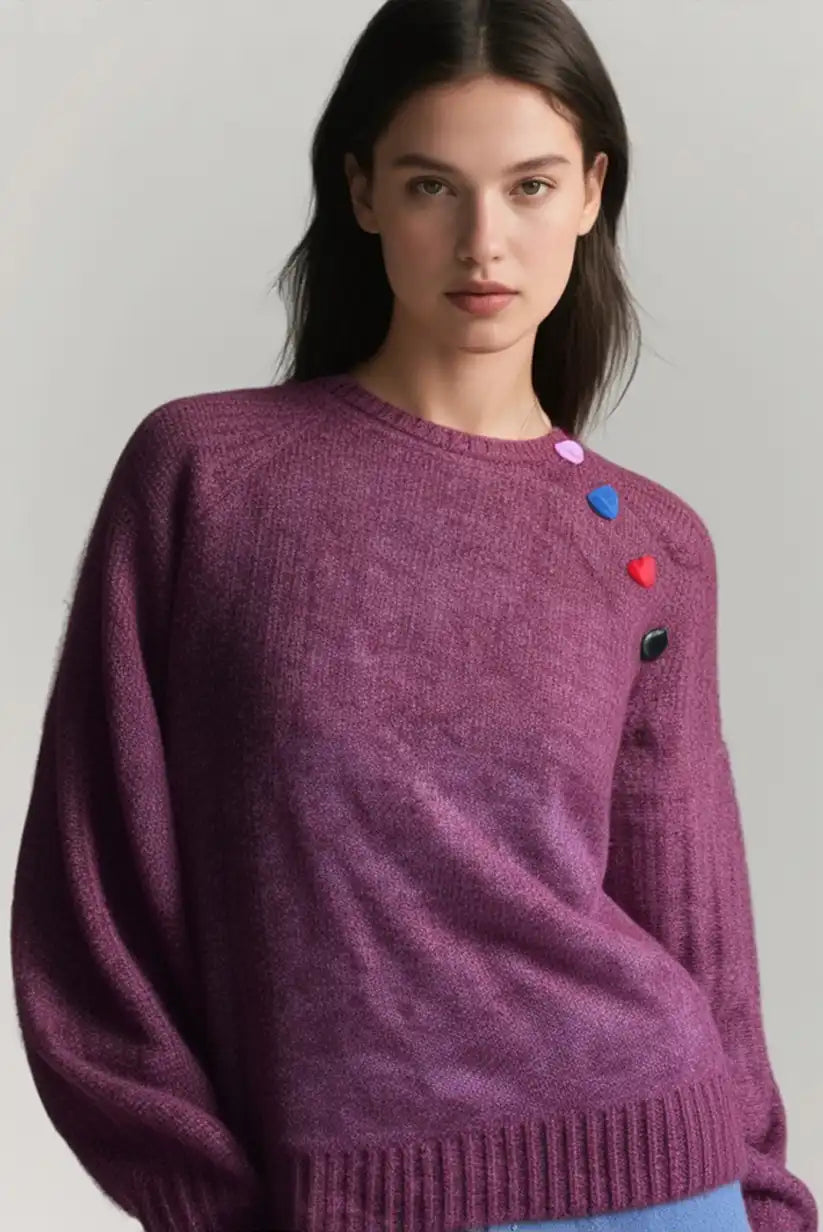 Jersey mujer burdeos con corazones coloridos ideal para otoño - CHICA del Sur