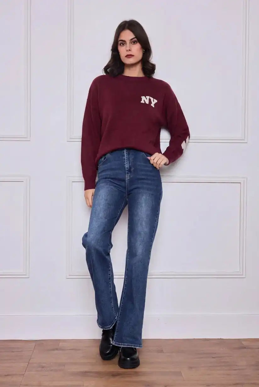 Jersey mujer New York burdeos - CHICA del Sur