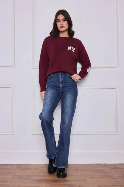 Jersey mujer New York burdeos - CHICA del Sur