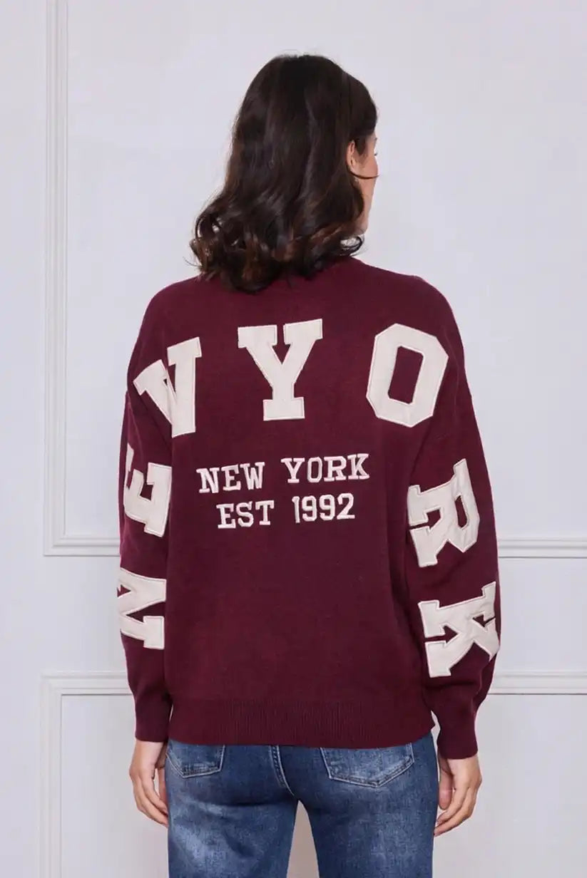 Jersey mujer New York burdeos - CHICA del Sur