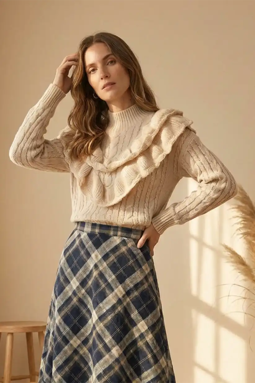 Jersey Beige con volantes y trenzas Montmartre - CHICA del Sur