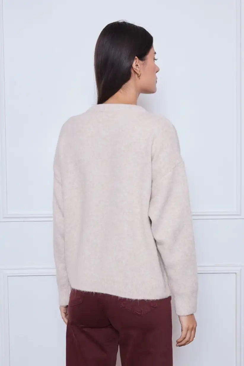 Jersey beige con letras bordadas burdeos "COCO" - CHICA del Sur