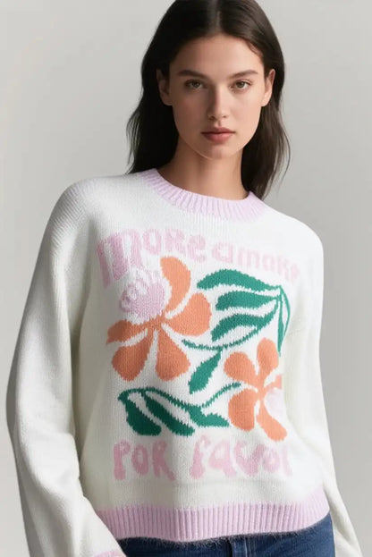 Jersey Mujer Beige Casual Chic con Mensaje Bordado More Amore - CHICA del Sur