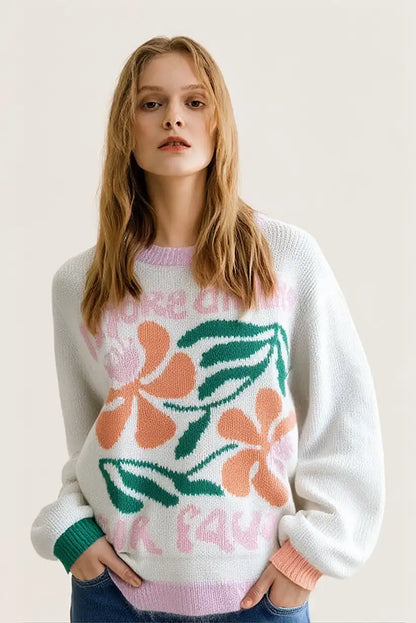 Jersey Mujer Beige Casual Chic con Mensaje Bordado More Amore - CHICA del Sur