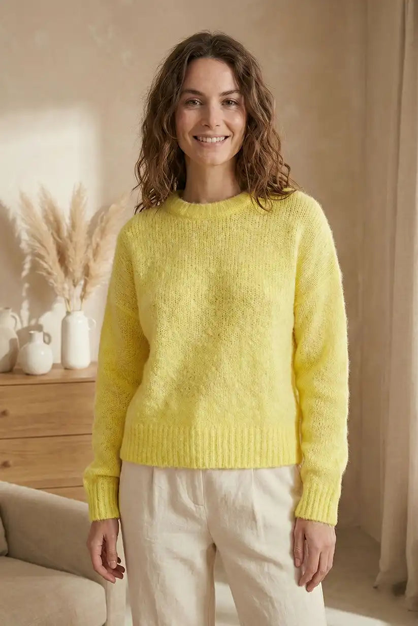 Jersey Mujer Amarillo Cálido Suave