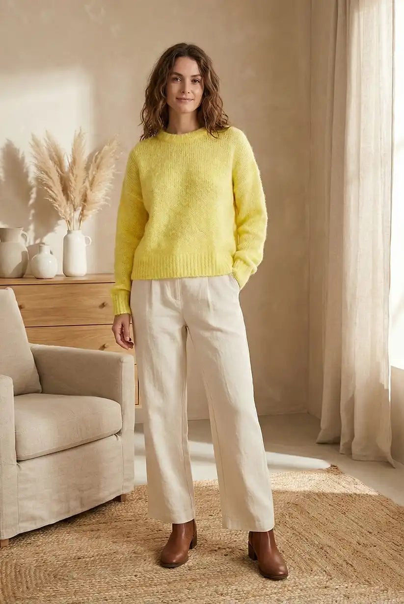 Jersey Mujer Amarillo Cálido Suave