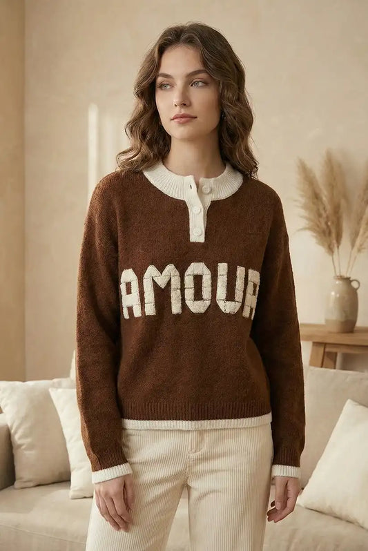 Jersey mujer marron chocolate AMOUR