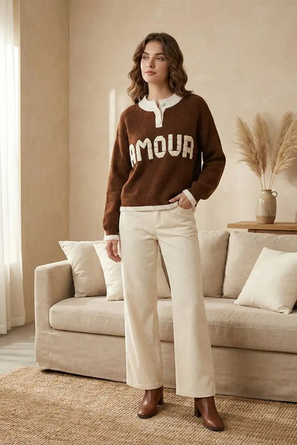 Jersey mujer marron chocolate AMOUR - CHICA del Sur