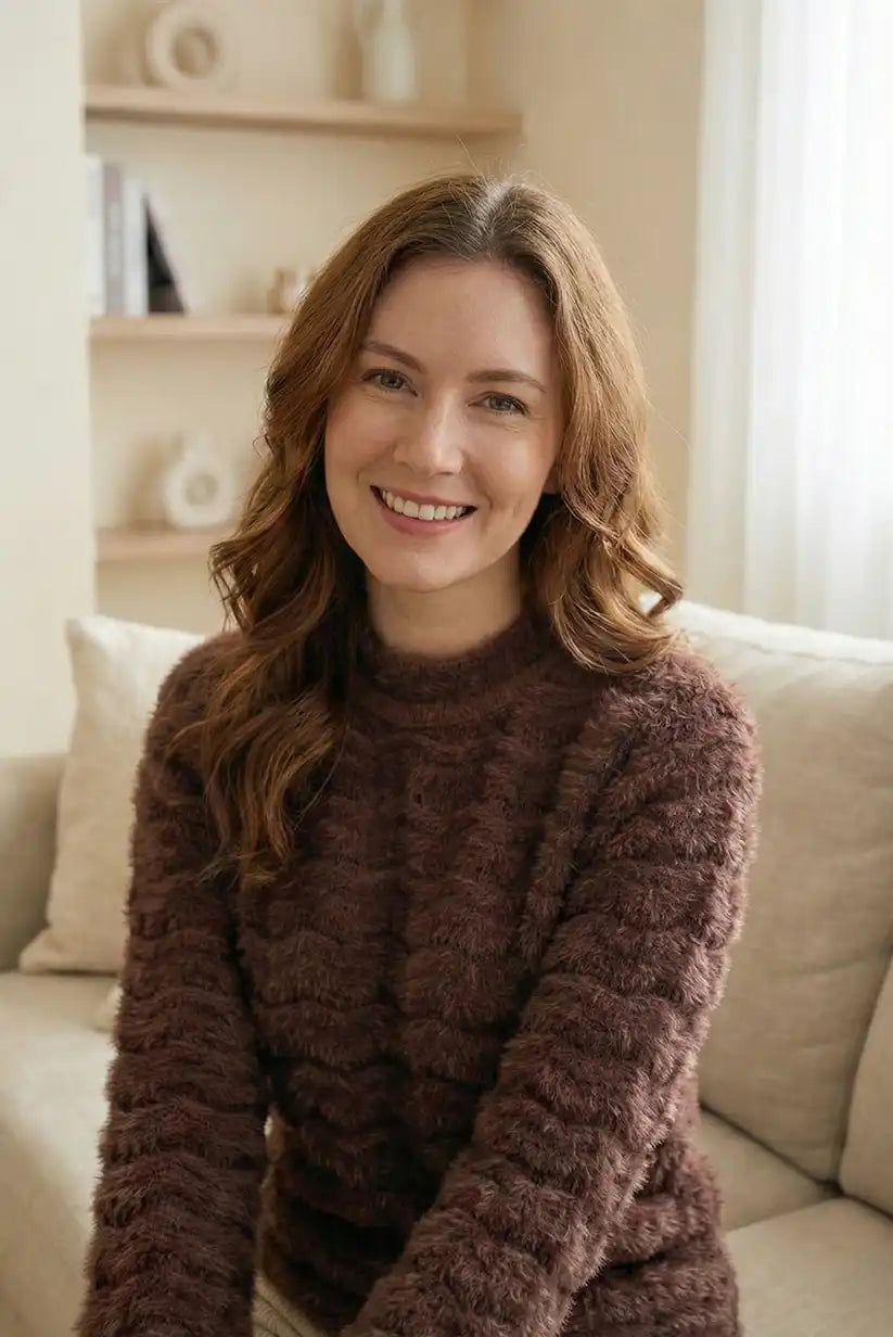 Jersey marrón chocolate textura suave efecto ondas