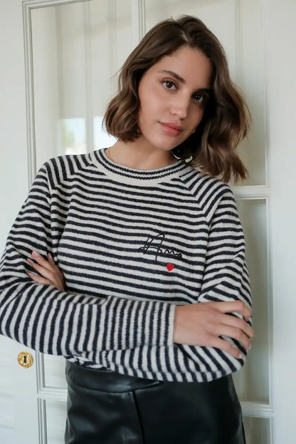 Jersey Marinero de Rayas Mujer con Bordado Corazón Amour - CHICA del Sur