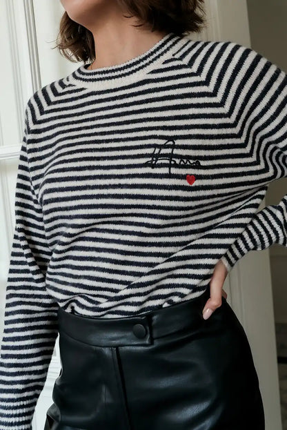 Jersey Marinero de Rayas Mujer con Bordado Corazón Amour - CHICA del Sur