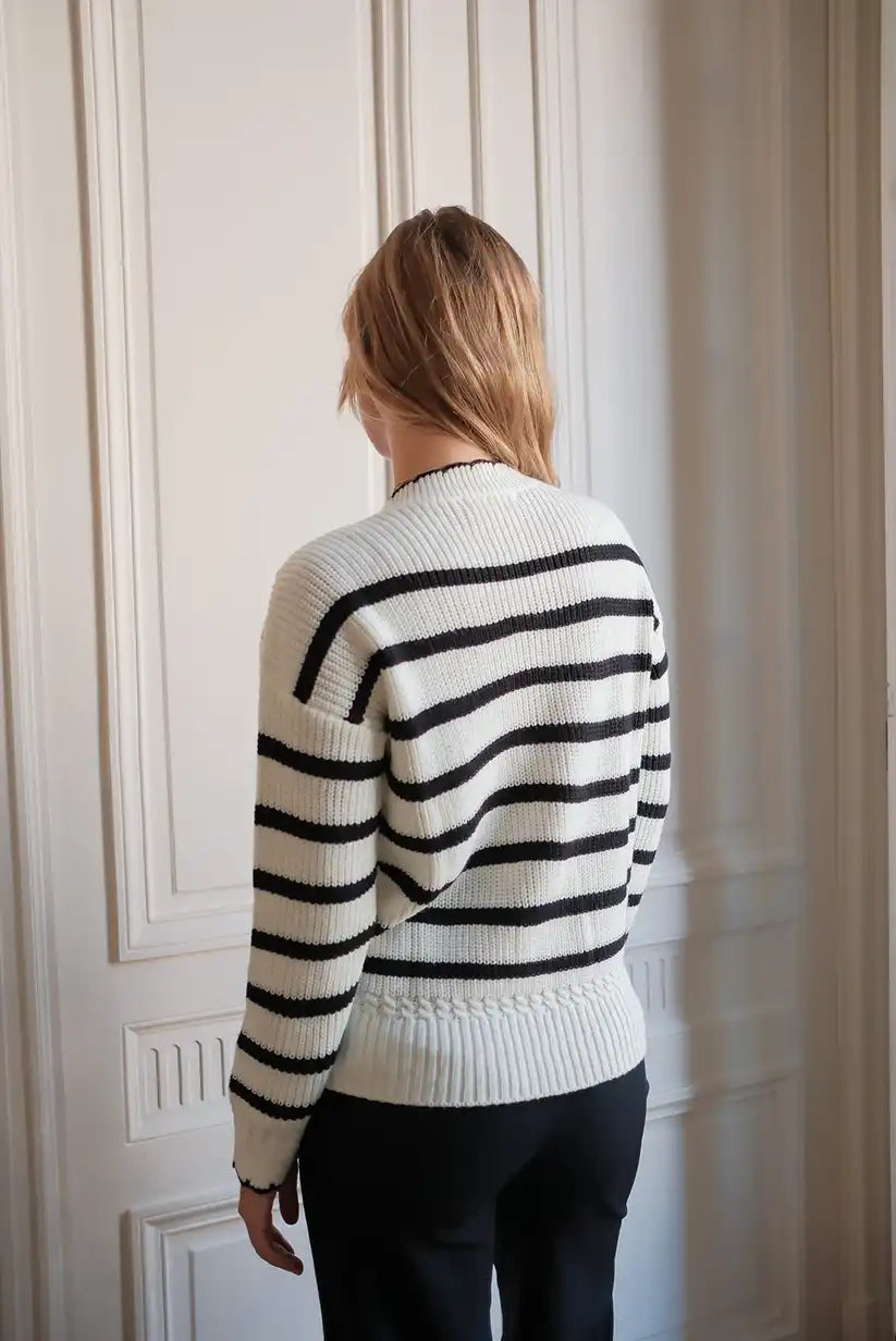 Jersey Marinero Rayas Mujer con Botones Dorados Estilo Chic Cálido - CHICA del Sur