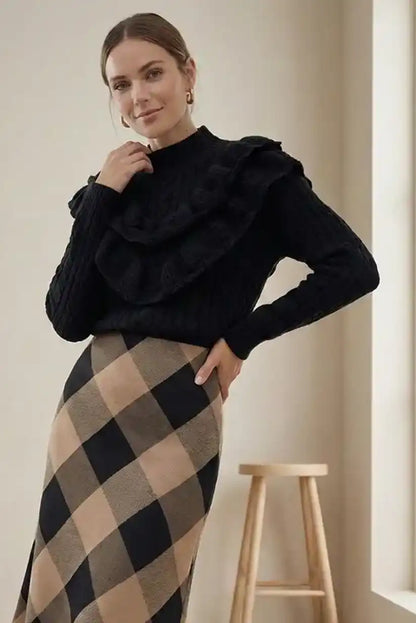 Jersey negro con volantes y trenzas Montmartre - CHICA del Sur