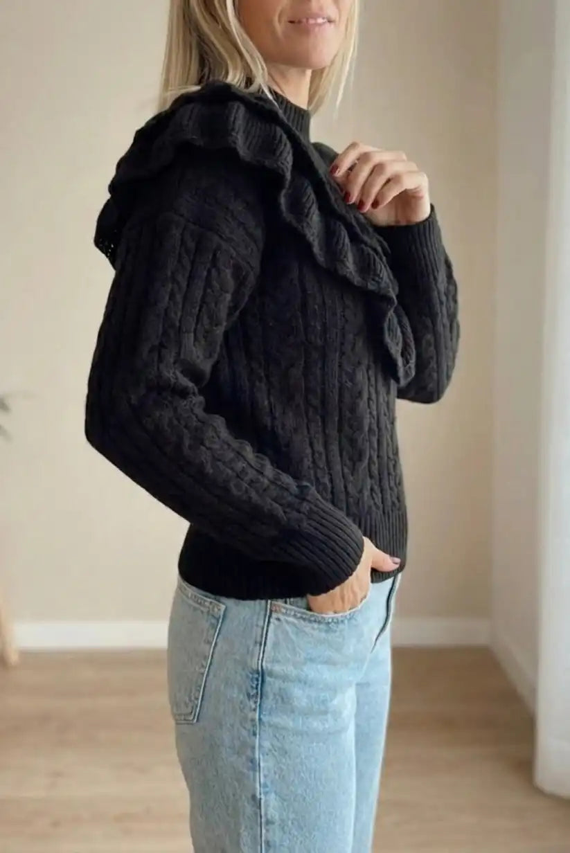 Jersey negro con volantes y trenzas Montmartre - CHICA del Sur