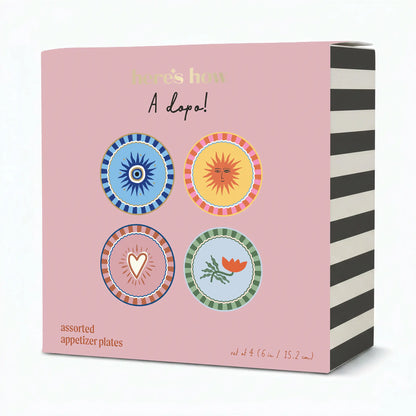Juego de platos colección A Dopo Ojo Turco de la suerte, Sol, Corazón y Flor.