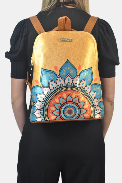 Mochila de Mujer y Bolso de hombro grande BagPack Mandala Dorada | CHULA Tulum - CHULA Tulum