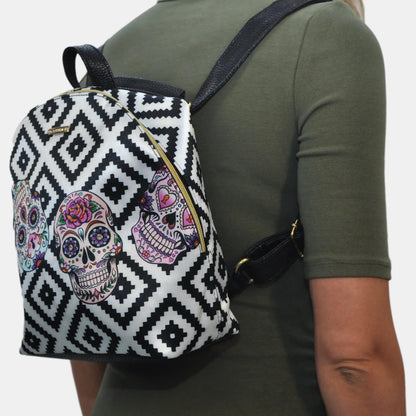 Mochila Pequeña de Mujer con Calaveras y Bolso de Hombro Mini Backpack | CHULA Tulum - CHULA Tulum