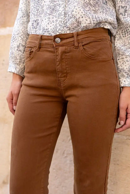 Pantalón Mujer Jean Marrón Chocolate Corte Recto Cómodo y Elegante - CHICA del Sur