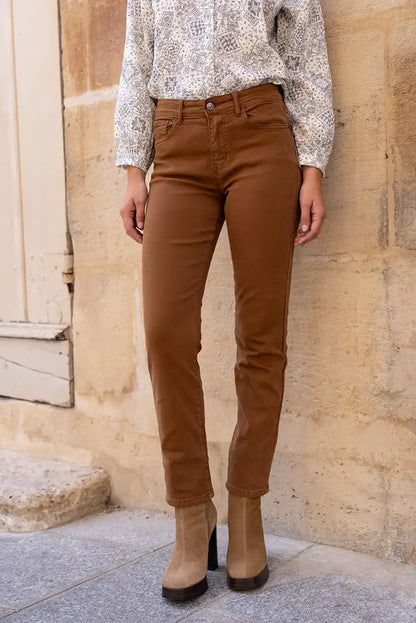Pantalón Mujer Jean Marrón Chocolate Corte Recto Cómodo y Elegante - CHICA del Sur