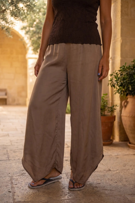 Pantalón Fluido Marrón para Mujer | Colección Terra