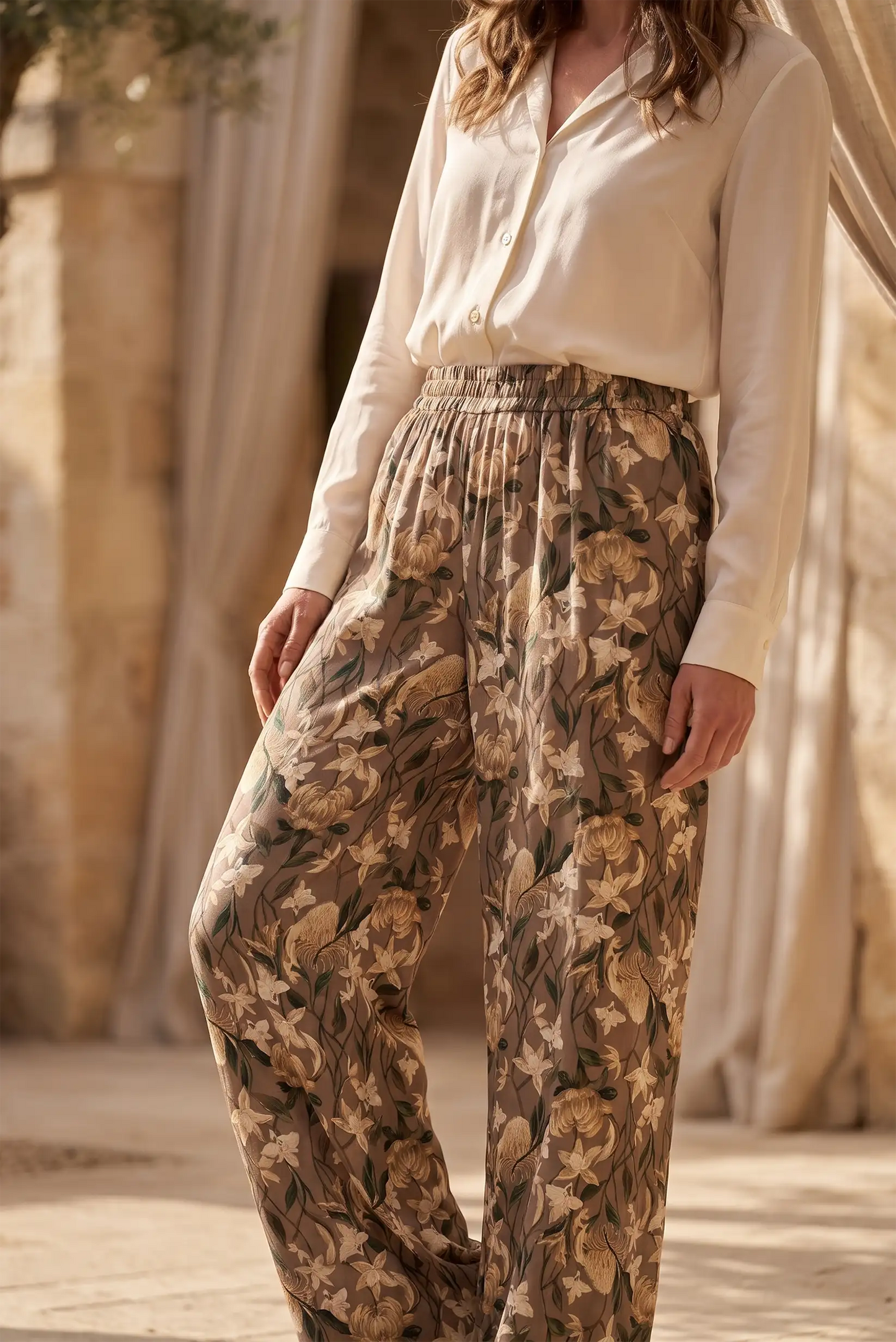 Pantalón Fluido Estampado Floral para Mujer | Colección Terra