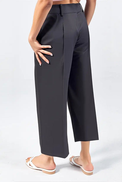 Pantalón De Vestir Mujer Marrón Oscuro Recto Con Pinzas Elegante - CHICA del Sur