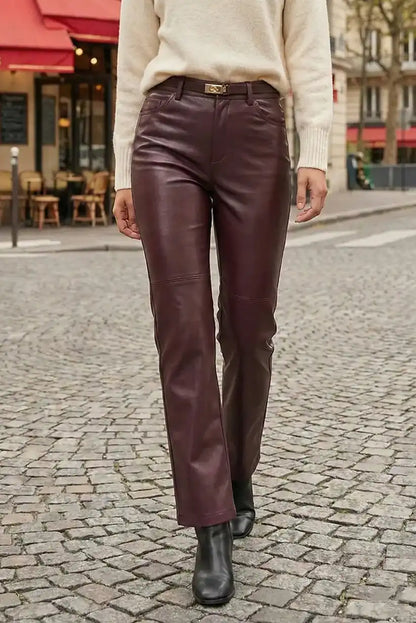 Pantalón largo mujer polipiel Burdeos - CHICA del Sur